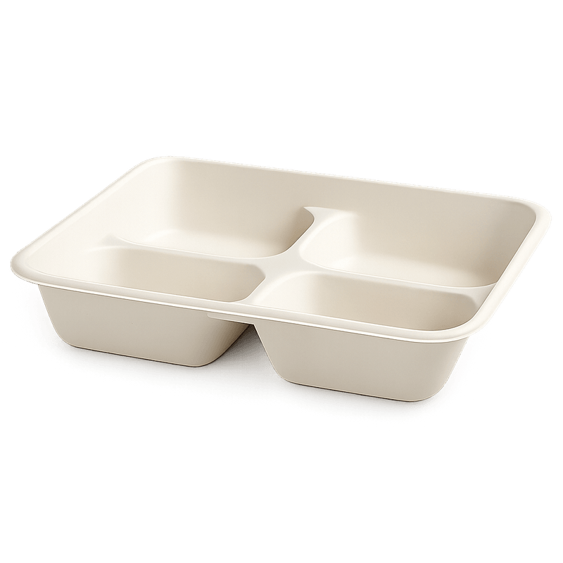 Sugarcane Takeaway Container – 4 Compartment Tray (Carton of 300)