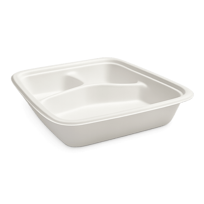 Takeaway Container – Square Tray 9" 3 Compartment (Carton of 200)