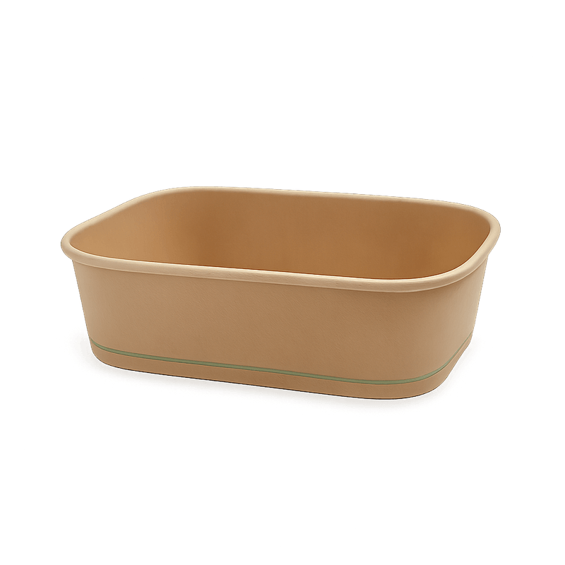 Kraft Takeaway Container – Coated Rectangular 500ml (Carton of 300)