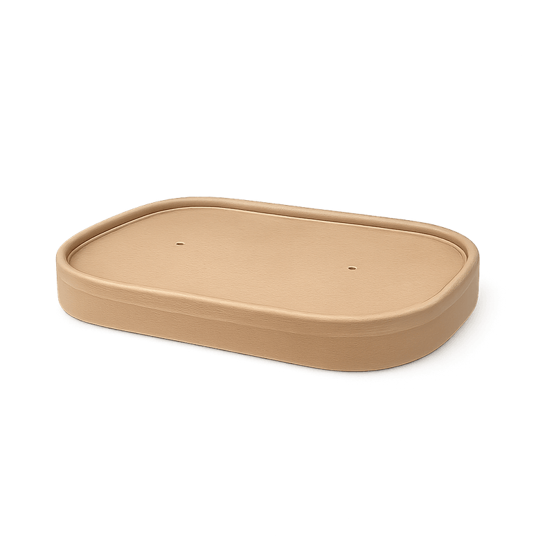 Kraft Takeaway Container – PP Coated Rectangular Lid Fits 500-1000ml (Carton of 300)
