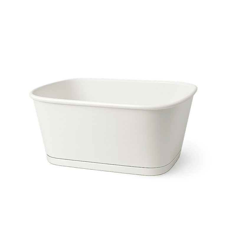 PLA Takeaway Container – White Coated Rectangular 1000ml (Carton of 300)