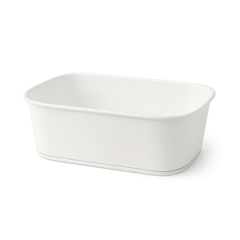 PLA Takeaway Container – White Coated Rectangular 750ml (Carton of 300)