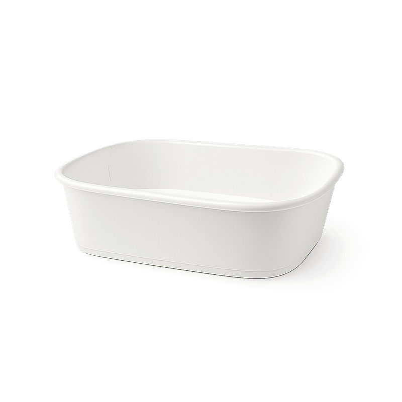 PLA Takeaway Container – White Coated Rectangular 500ml (Carton of 300)
