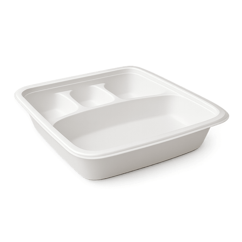 Takeaway Container – Square Tray 9" 4 Compartment (Carton of 200)
